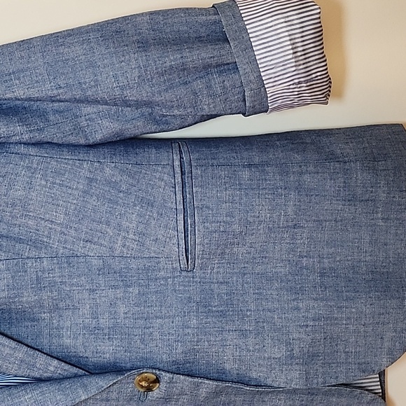 J. Crew 100% Cotton Chambray Holland blazer Light Blue Single-Button Preppy Sz 8 - Picture 14 of 16